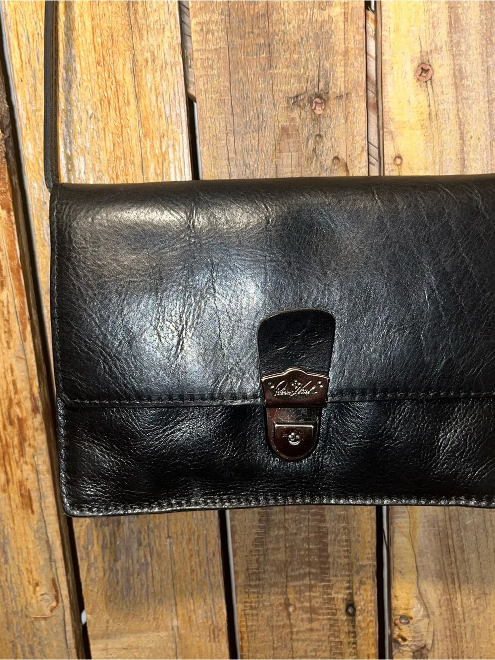 Patricia Nash Black Leather  Shoulder Bag